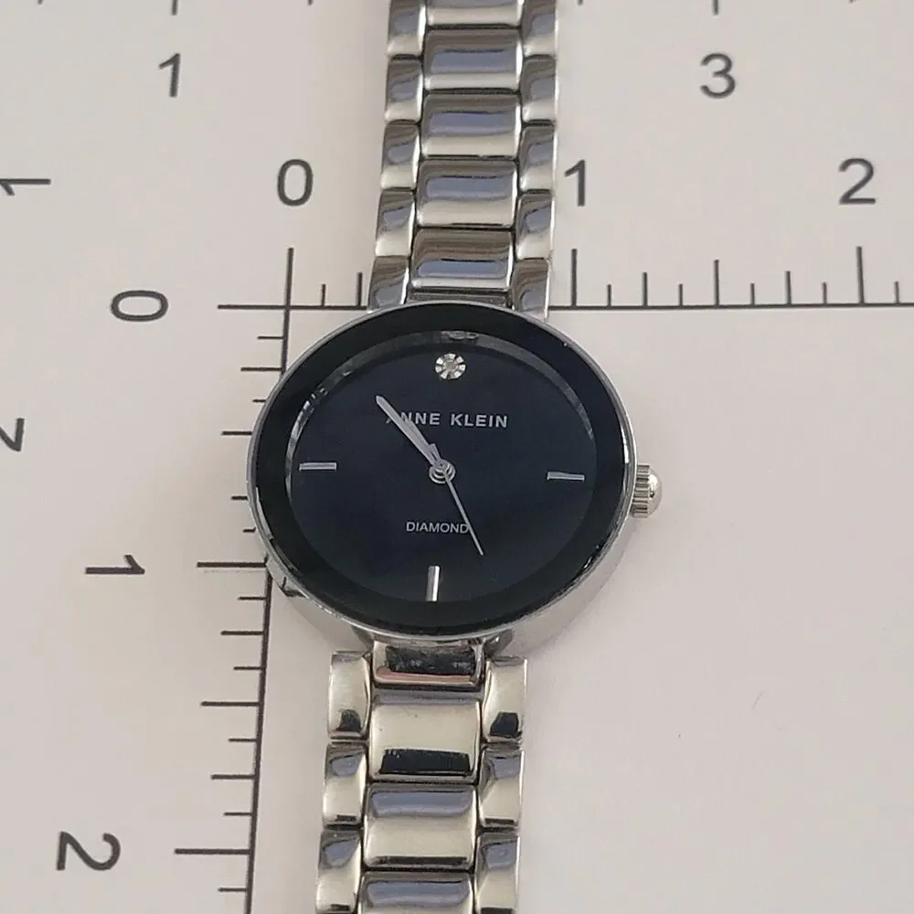 Anne Klein AK/1363 Y121F Womens Watch Silver Case Black Dial Stainless Bracelet